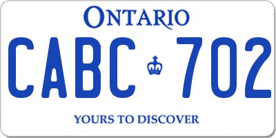 ON license plate CABC702