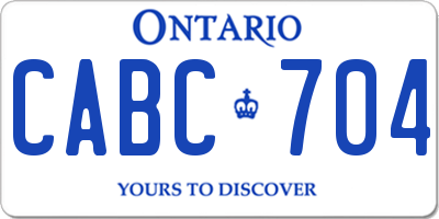 ON license plate CABC704