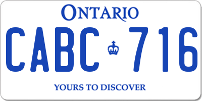 ON license plate CABC716