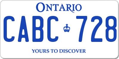 ON license plate CABC728