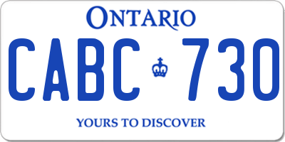 ON license plate CABC730