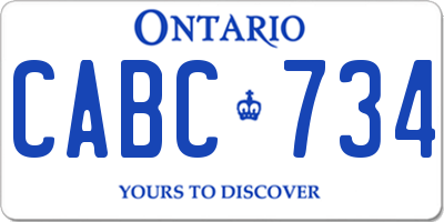 ON license plate CABC734