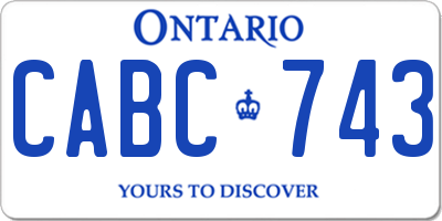 ON license plate CABC743