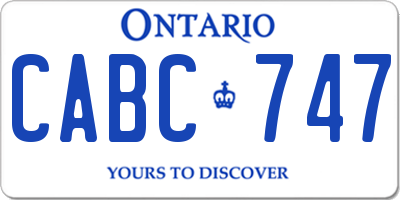 ON license plate CABC747