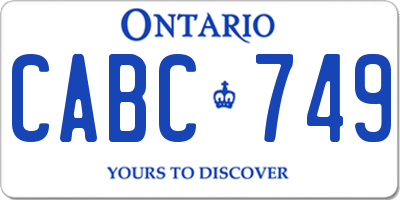 ON license plate CABC749