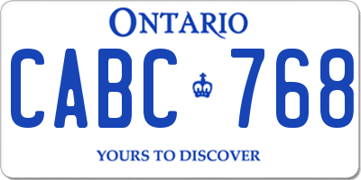 ON license plate CABC768