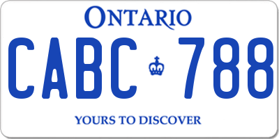 ON license plate CABC788