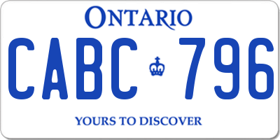 ON license plate CABC796