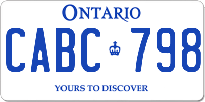 ON license plate CABC798