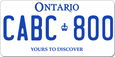 ON license plate CABC800