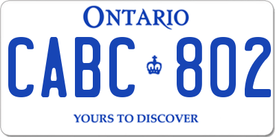 ON license plate CABC802