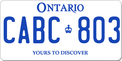 ON license plate CABC803