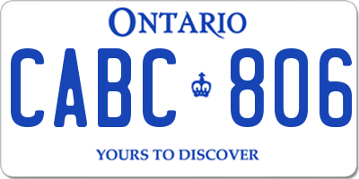 ON license plate CABC806