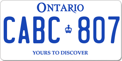 ON license plate CABC807