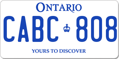 ON license plate CABC808