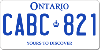 ON license plate CABC821