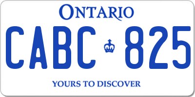 ON license plate CABC825