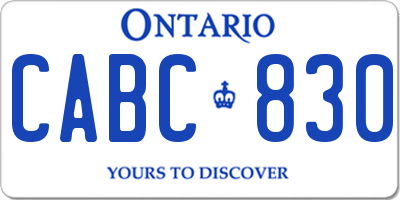 ON license plate CABC830