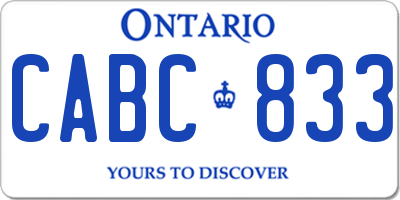 ON license plate CABC833