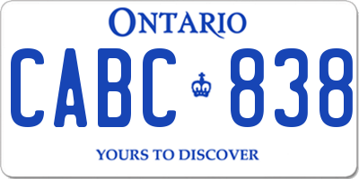 ON license plate CABC838