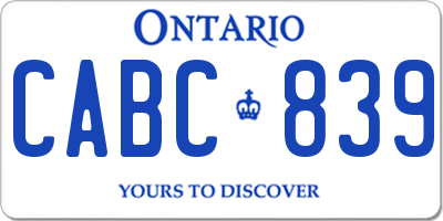 ON license plate CABC839