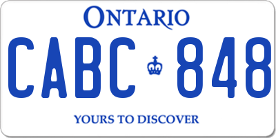 ON license plate CABC848