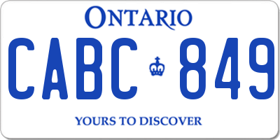 ON license plate CABC849