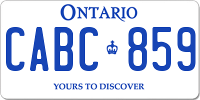 ON license plate CABC859