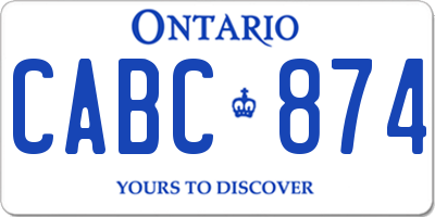 ON license plate CABC874