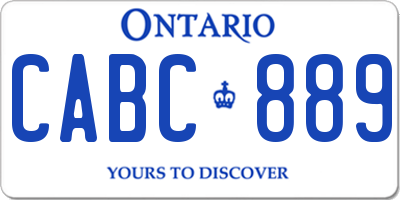 ON license plate CABC889