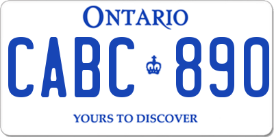 ON license plate CABC890