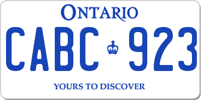 ON license plate CABC923