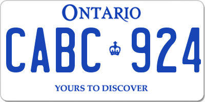 ON license plate CABC924