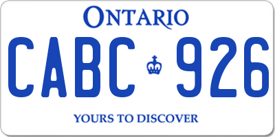 ON license plate CABC926