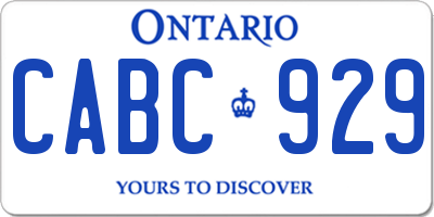 ON license plate CABC929