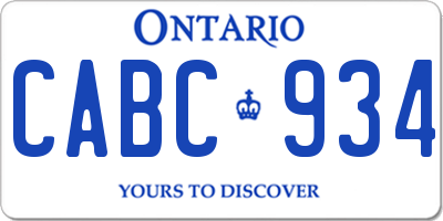 ON license plate CABC934