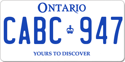 ON license plate CABC947