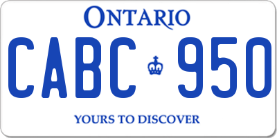 ON license plate CABC950