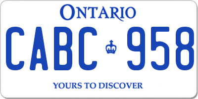 ON license plate CABC958