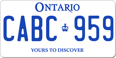 ON license plate CABC959