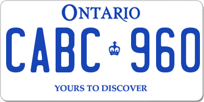 ON license plate CABC960