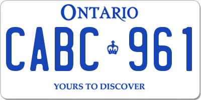 ON license plate CABC961