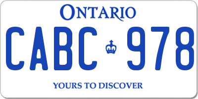 ON license plate CABC978