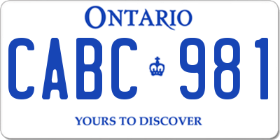 ON license plate CABC981