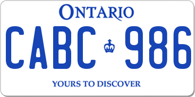 ON license plate CABC986