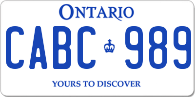 ON license plate CABC989