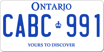 ON license plate CABC991