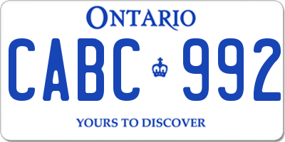 ON license plate CABC992