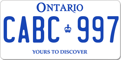 ON license plate CABC997