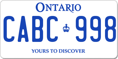 ON license plate CABC998